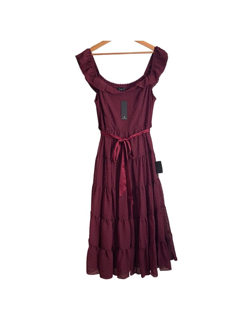 Lulus Women Cottagecore Maxi Dress Size XL Whimsigoth Fairy Swiss Dot Ruffle